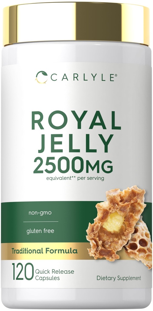 Carlyle Royal Jelly Capsule ← 2500mg Silencio 120 Cuenta ← Non-GMO y Fórmula Libre Gluten