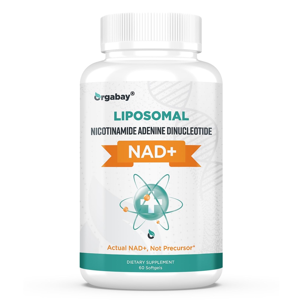 Orgabay Liposomal NAD+ Suplemento 500 mg, Alta Absorción, Boost NAD+ con TMG 250 mg, Actual NAD Plus Más Eficiente que Nicotinamide Riboside, Apoyo Energía Celular, Envejecimiento Saludable 60 Softgels