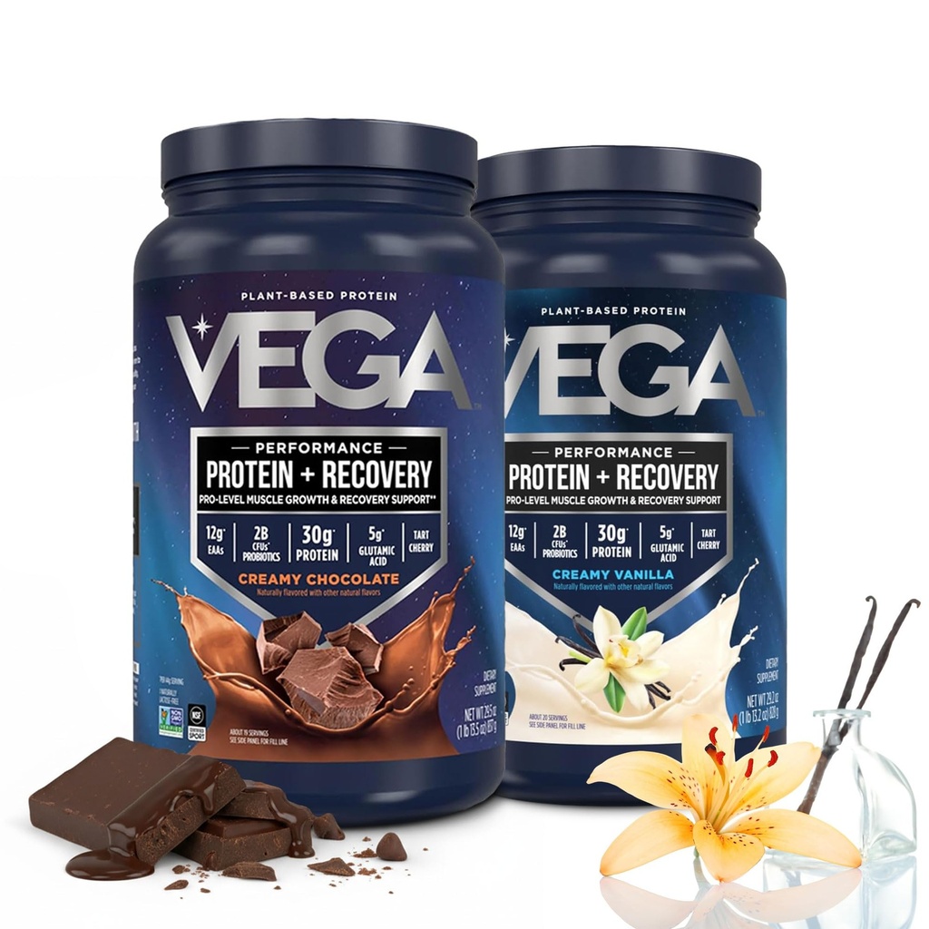 Vega Sport Premium Protein Powder Bundle, Chocolate + Vainilla, planta base Protein Powder Post Workout - Certified Vegan, Vegetarian, Keto-Friendly, Gluten Free, Dairy Free, BCAA Amino Acids