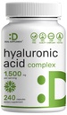 Suplemento de la oferta Suplementos de ácido hialurónico 1.500 mg – 240 cápsulas, con MSM & vitamina C – Puro 95% viv no GMO + planta base HA – soporta articulaciones saludables, huesos, tejido conectivo, hidratación de la piel