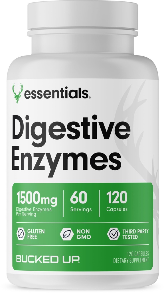 Enzimas digestivas enrolladas (1500 mg), Esenciales (60 Servimientos, 120 cápsulas)