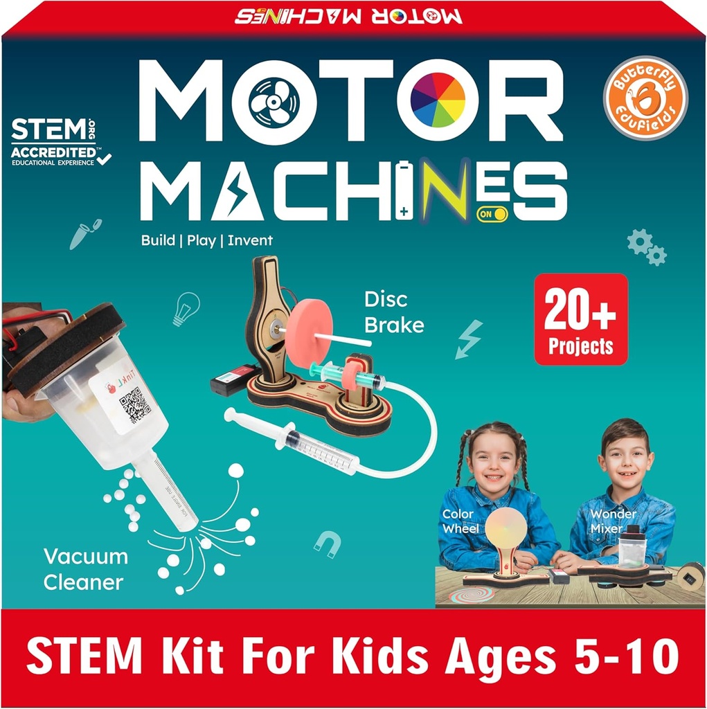 Butterfly EduFields 20in1 STEM Projects Kit for Kids Age Age Edades 5-7 6-8 8-10  STEM Juguetes para niños 5 6 7 8 9 10 años 10 años Cambio de vida Motor Machines - Robotics &amp; Engineering Toys
