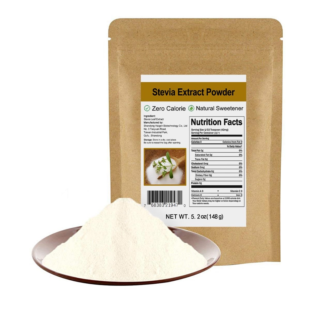 Pure Stevia Extract Powder sin Erythritol 5.2oz(148g) - Highly Concentrated Stevia Powder Sweetener, Zero Calorie, No Artificial, Natural Sugar Alternative