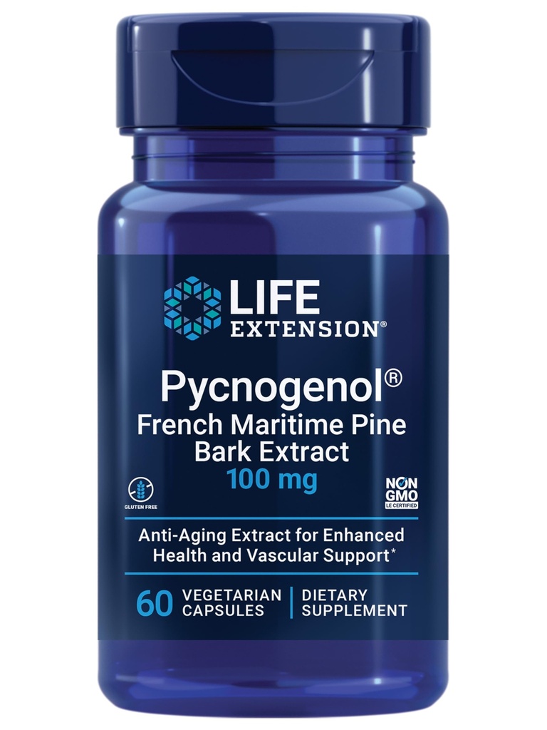 Pycnogenol de extensión de vida – Extracto de corteza de pino marítimo francés – Científicamente estudiado saludable envejecimiento " Suplemento de salud vascular – No GMO, libre de gluten, vegetariano – 60 cápsulas