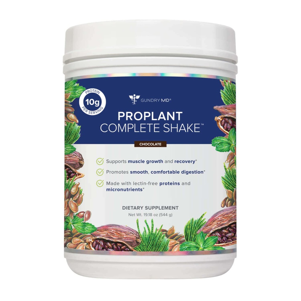 Gundry MD® Pro Plant Complete ShakeTM High-Fiber Plant Protein Blend, 20 Servings (Chocolate)