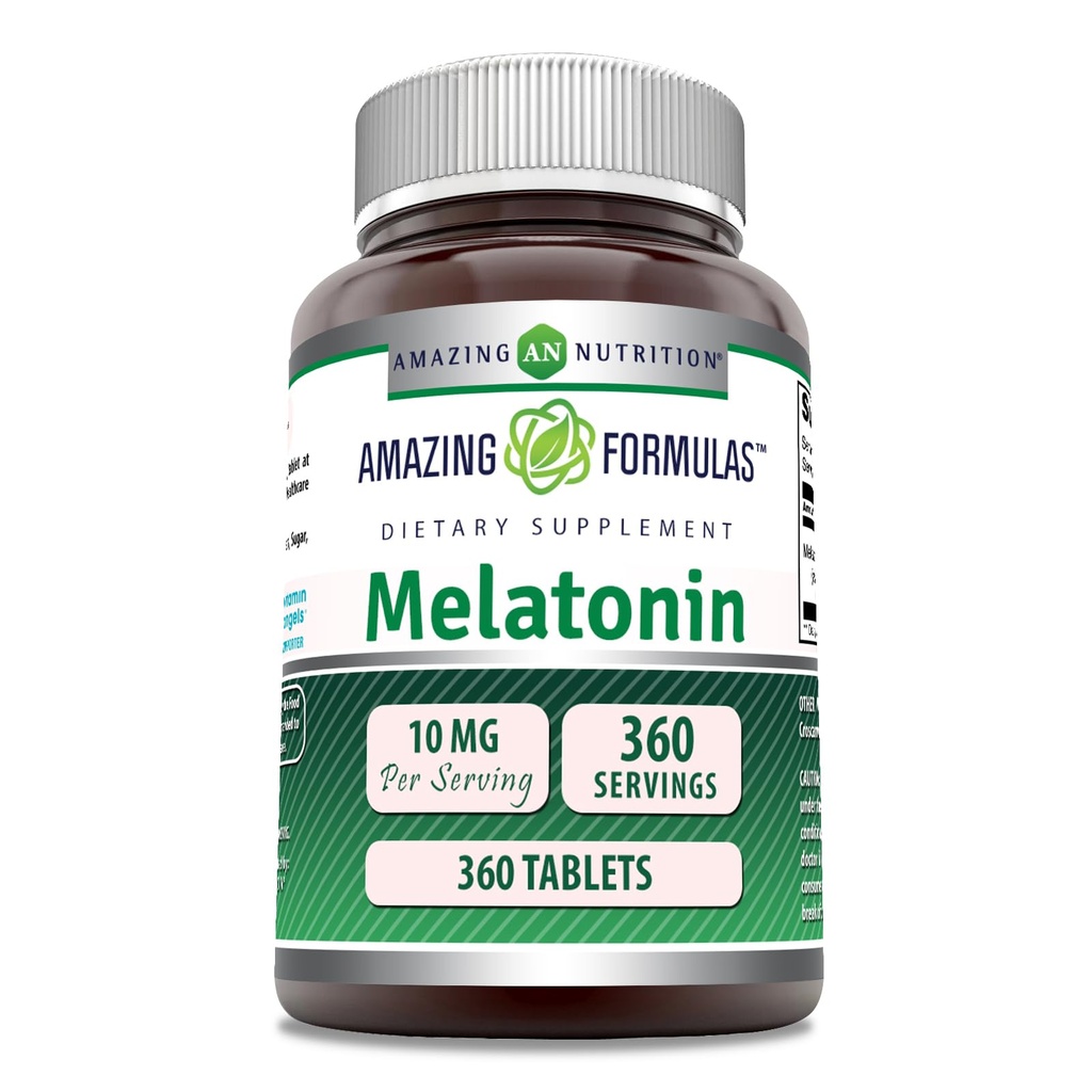 Amazing Fórmulas Melatonin Suplemento Silencio 10 Mg per Serving TEN 360 Tablets ← No Gluten-Free TEN Made in USA