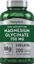 Piping Rock Magnesium Glycinate Capsules  750mg ← 200 Píldoras Silencioso Suplemento animado