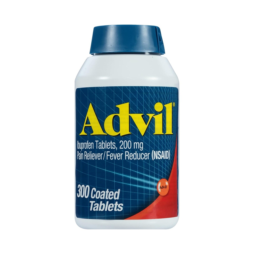 Alimentador de Dolor Advil y Reductor de Fiebre, Medicamento de Alivio de Dolor con Ibuprofeno 200 mg para Dolor de Cabeza, Dolor, Dolor Menstrual y Alivio de Dolor Conjunto - 300 Tabletas Coadas