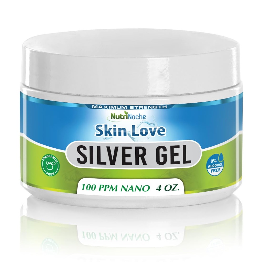 Nutrinoche Nano Silver Gel - Advanced Colloidal Silver Skin Cream - Wound Care " First Aid Gel Soothing Topical Ointment for Burns, Razor Burn and Sunburn Irritations - Unscented 4 Oz Jar