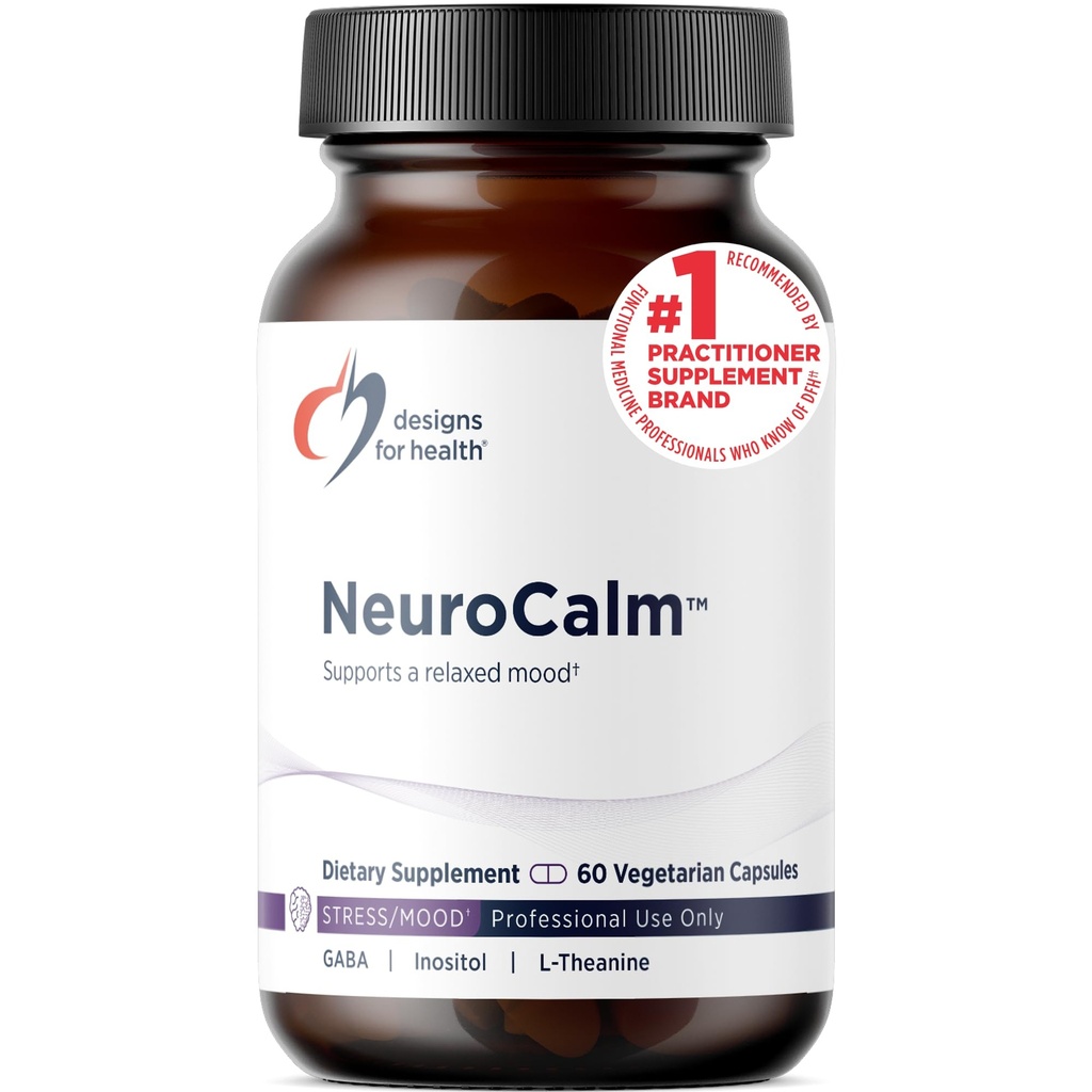 Diseños para NeuroCalm de Salud - Apoya Mood & Stress Relief con GABA, Inositol, L-Theanine, 5HTP, Vitamina B12 y B6, Taurine, Chamomile, Magnesium y PharmaGABA - Gluten Free, Vegan (60 cápsulas)