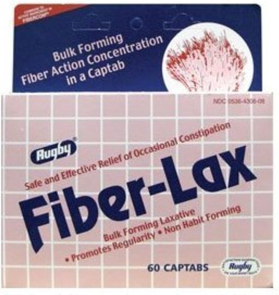 Rugby Fiber-Lax Polycarbo, 500 mg, 60 Tabs Cap