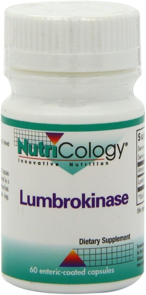 Nutricology Lumbrokinase Supplement - Circulatory System Support, Supports Blood Circulation Ya en The Normal Range - 60 Delayed Release Vegetarian Capsules