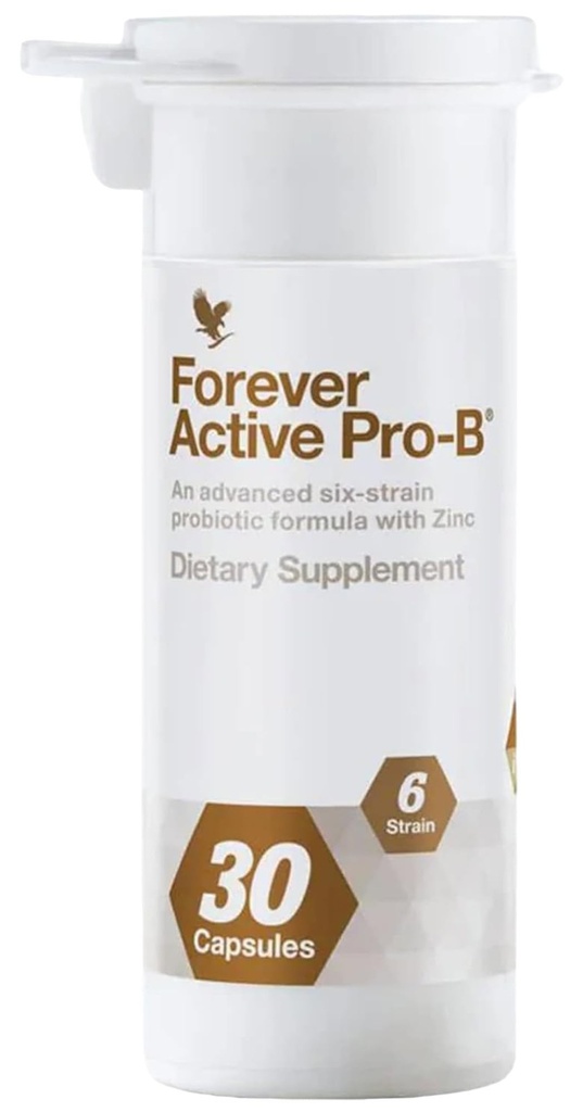 Forever Living - Active Pro-B - Advanced Probiotic with 8 Billion CFU and 6 Synergistic Strains - Soy and Gluten-Free - 30 cápsulas