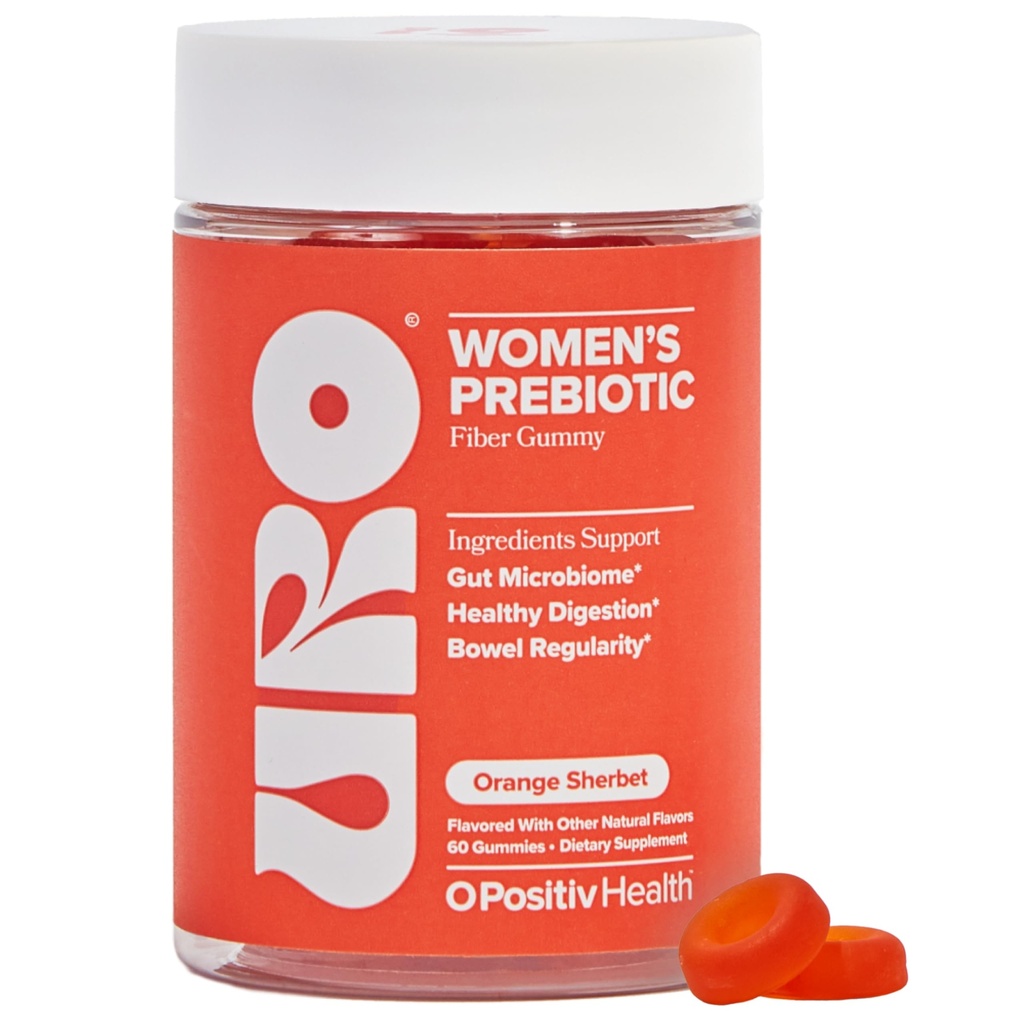 O Positiv URO Gummies de fibra para adultos, 60 Conde (Pack of 1) - Prebiótico Chicory Root Inulin Fiber Suplemento - Daily Gummy Fiber for Digestive Gut Health - Non-GMO, Vegan &amp; Cruelty-Free