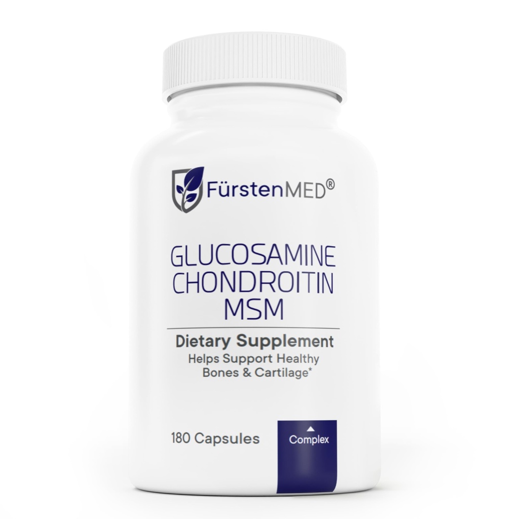 Glucosamina FürstenMED Chondroitin MSM Suplemento - Condroitina &amp; Glucosamina Suplementos nutricionales para huesos &amp; normal cartílago Salud - Apoyo normal salud conjunta con vitamina C - 180 cápsulas