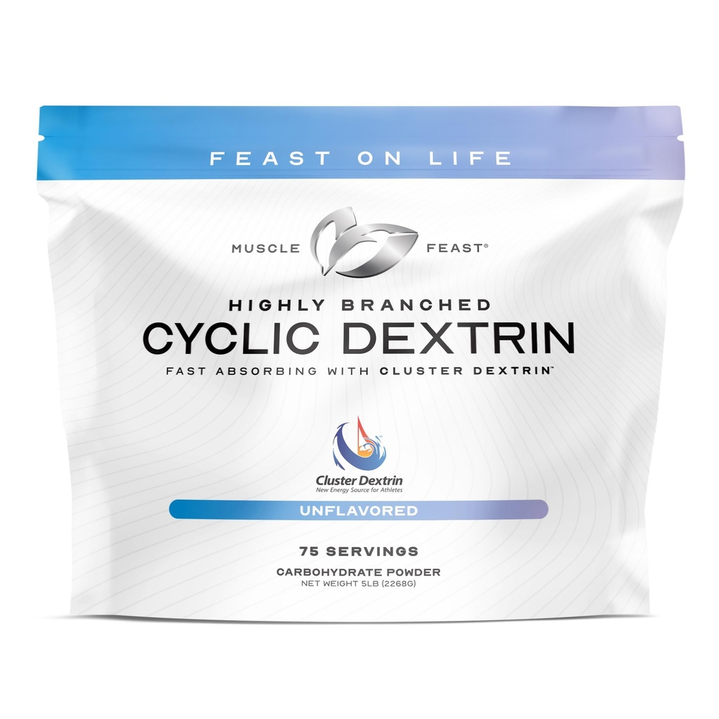 Muscle Feast Highly Branched Cyclic Dextrin Premium Pre-Workout o suplemento post-Workout, Desflavorado, 5lbs
