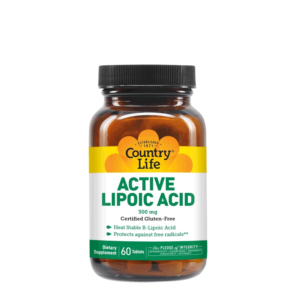 Country Life R-Alpha Lipoic Acid Complex 300mg - Alpha-Lipoic Acid 270mg " R-Lipoic Acid 30mg - Antioxidant Support - No Yeast, Corn, Wheat, Soy, Gluten, Milk - Alpha Lipoic Acid Supplement