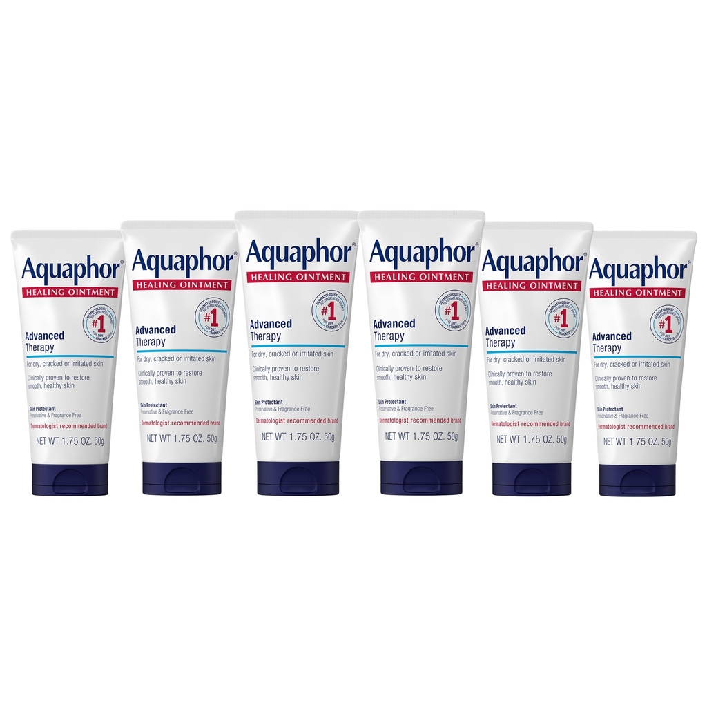 Ungüento de curación de Aquaphor, ungüento de curación de terapia avanzada para piel seca, protector de piel para piel seca - 1,75 oz. Tubo (Pack of 6)