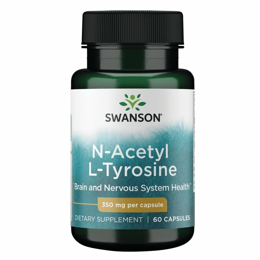 Swanson N-Acetyl L-Tyrosine - Suplemento Aminoácidos Apoyo a la salud cerebral general y la función central del sistema nervioso - promueve la salud cognitiva - (60 cápsulas, 350 mg cada uno)