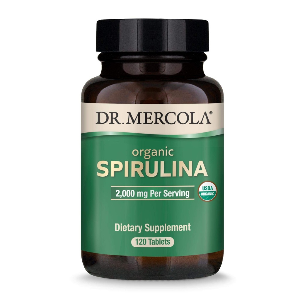 Dr. Mercola Organic Spirulina - 2.000 mg - USDA Organic - Supports Normal Detoxification & Immune Health - Whole Food Superfood - Non-GMO, Gluten-Free &amp; Soy-Free - 120 Tablets