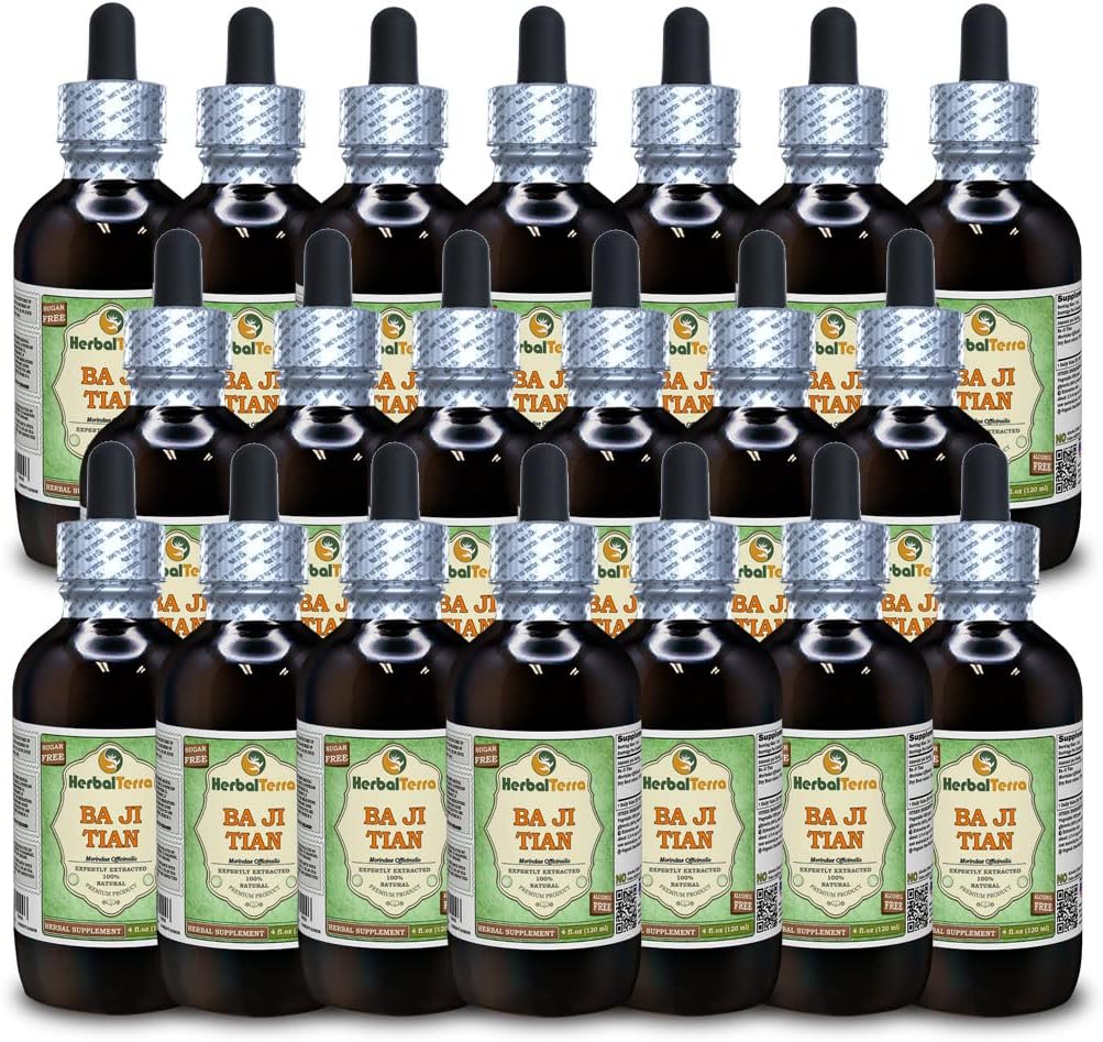 Ba Ji Tian, Morinda (Morindae Officinalis) Glycerite, Dried Root Alcohol-Free Liquid Extract (Marca: HerbalTerra, Proudly Made in USA) 20x4 fl.oz (20x120 ml)