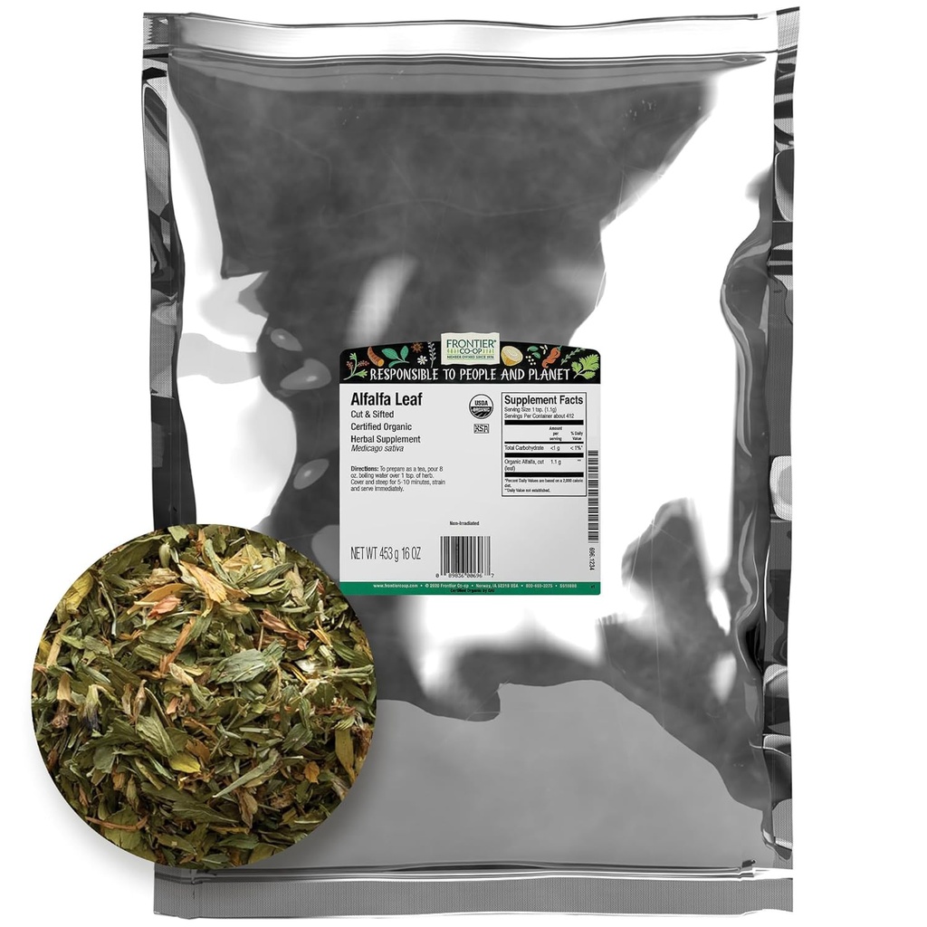 FRONTIER Orgánica Corte Sifted Alfalfa Leaf, 16 OZ
