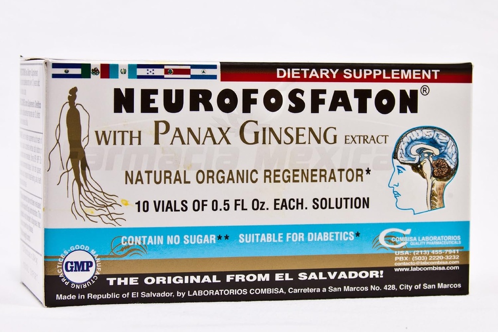 Neurofosfaton con Panax Ginseng Extracto - Función cerebral más saludable - 10 VialsY