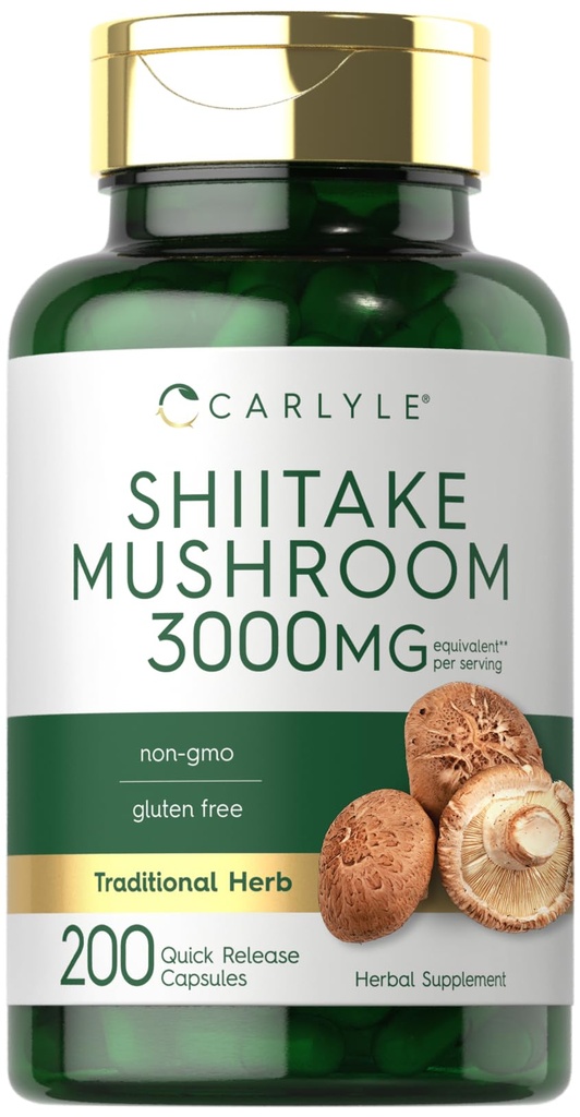 Carlyle Shiitake Mushroom Extract  3000mg ← 200 Capsules ← Non-GMO, Gluten Free