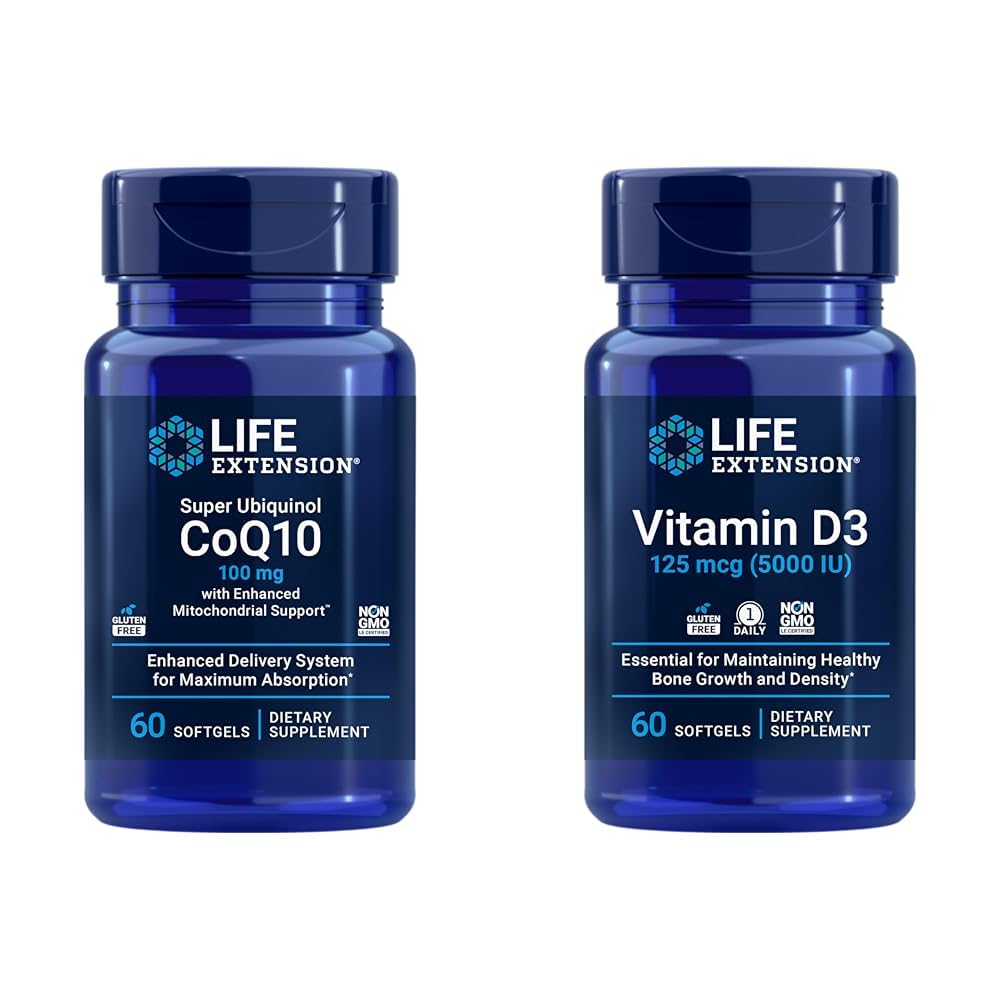 Super Ubiquinol CoQ10 con soporte mitocondrial mejorado &amp; Vitamina D3 125 mcg (5000 UI), Bone Health