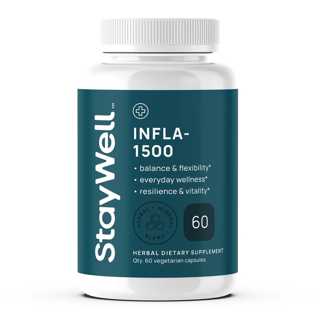 Infla-1500 All-Natural Relief Supplement Extract Blend with Turmeric, White Willow Bark, Ashwagandha, Ginger, Boswellia, Bromelain, Omega-3 y Magnesium-60ct