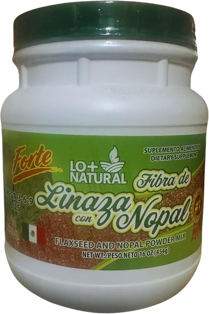 Linaza con Nopal Forte (1LB) 100% Natural Blend of Ground Linaza - Nopal Cactus Powder Mix Extremely Effective Flaxseed &amp; Nopal Powder Mix 16oz Suplemento dietético