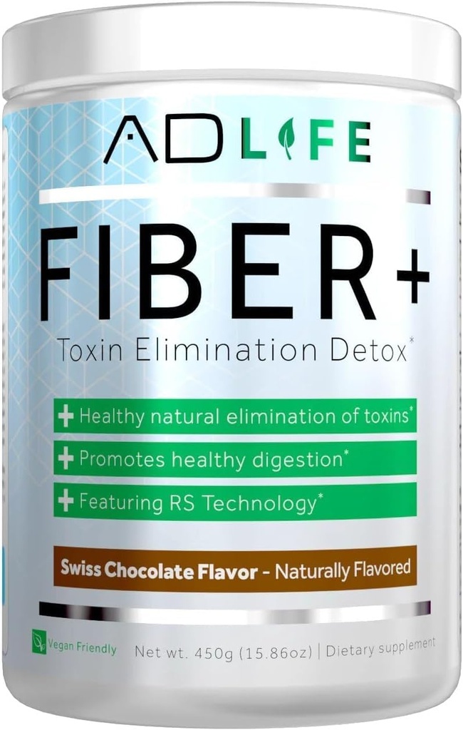 Proyecto AD Fiber+ Suplemento de fibra - Apoya Gut Health and Digestive Regularity, Fiber es grande para la pérdida de peso, Detox, Vegan Friendly - Fiber Powder, 16.4 Oz (Chocolate)