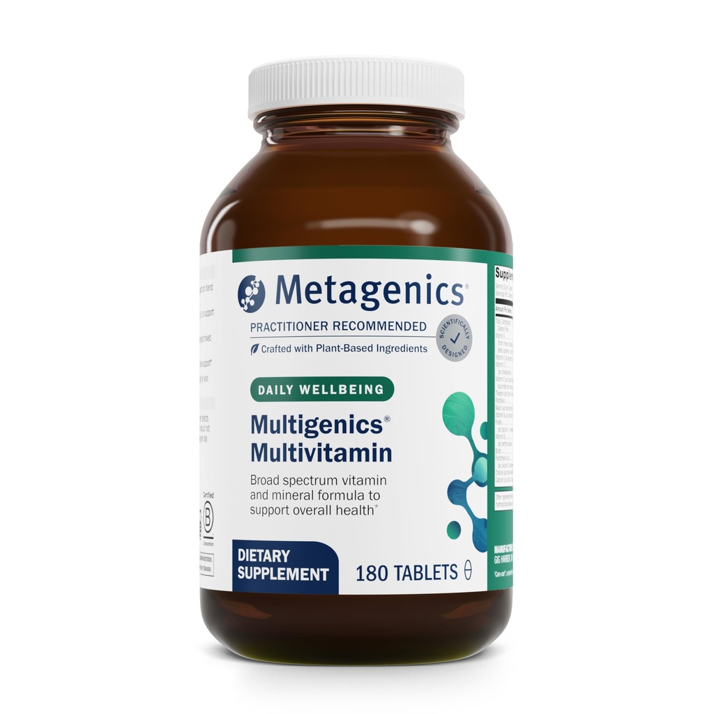 Multivitamínicos metagénicos - Multivitamínico diario con betacaroteno, ácido fólico, calcio y magnesio - soporta el hueso, el corazón, la inmune y la salud celular* - No GMO, libre de gluten - 180 Tabletas