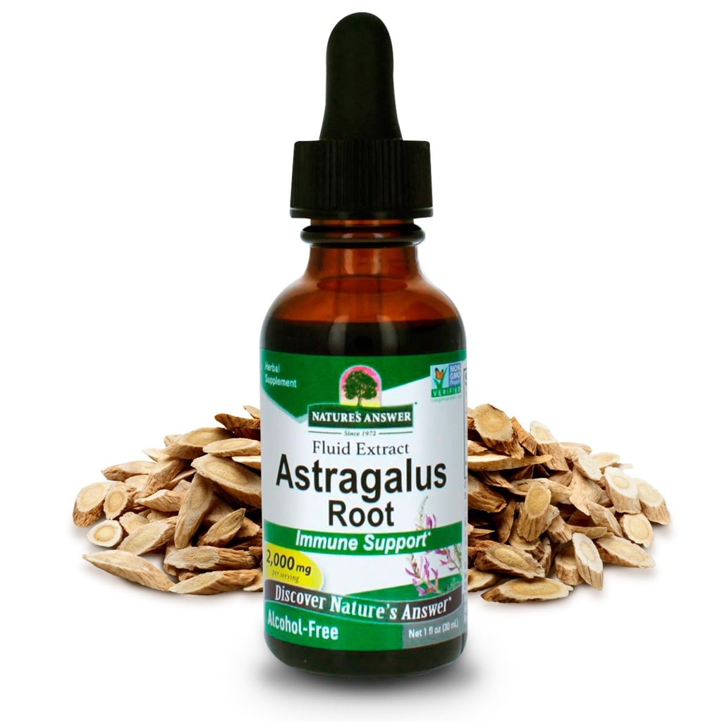Respuesta de la naturaleza Astragalus Root Alcohol Suplemento herbal gratuito 1 onza ( 2 Pack ) ← Immune Support  Promueve la salud cardiovascular  durable Natural Stress Reliever