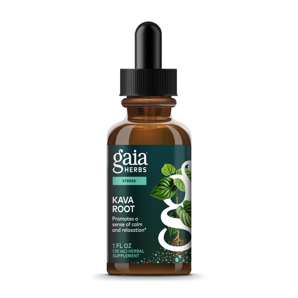 Gaia Herbs Kava Root Extra Strength - Ayuda a mantener un sentido de calma natural, relajación,* y bienestar emocional durante los tiempos de estrés - Hecho con Noble Kava Cultivars - 1 Fl Oz (20-Day Supply)