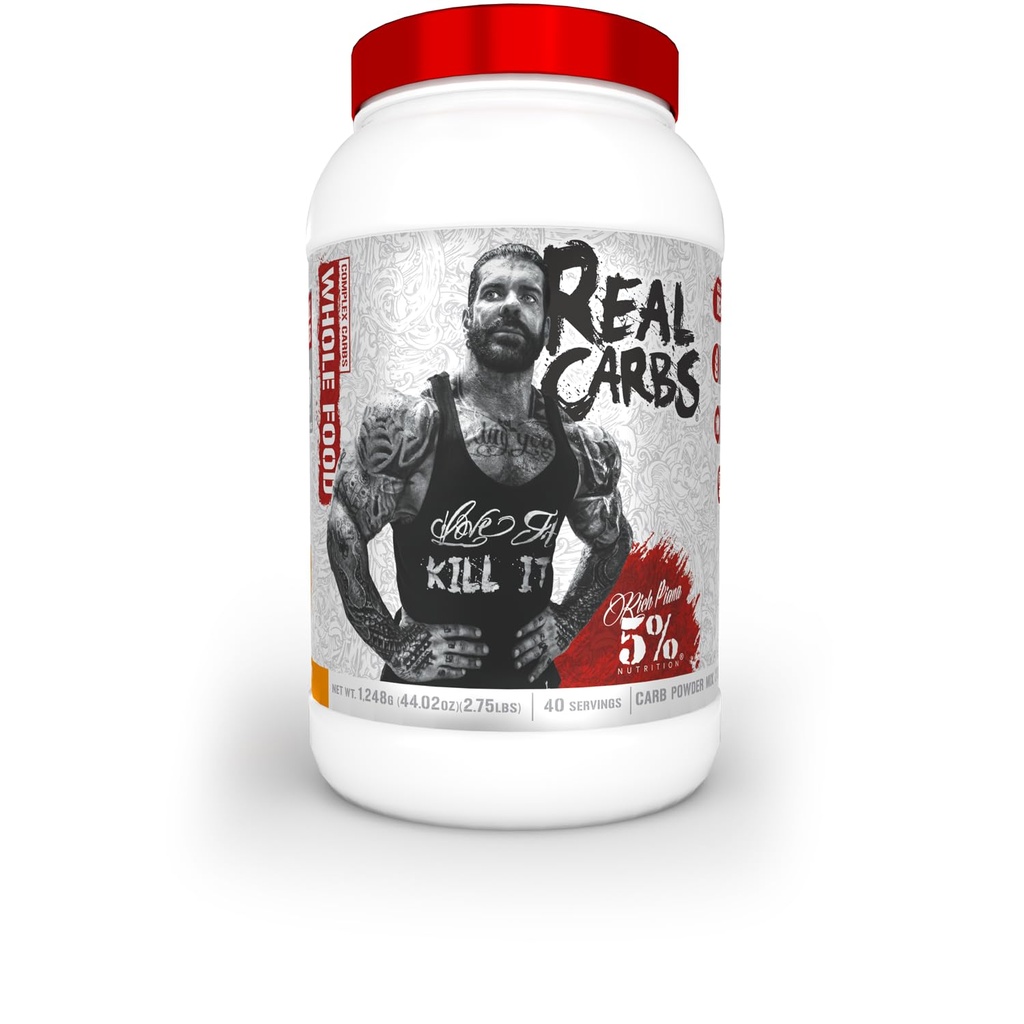 5% Nutrición Rich Piana Real Carbs with Real Food Complex Carb Powder, Long-Lasting Low Glycemic Energy for Pre-Workout/Post-Workout Recovery Meal, 2.75 lb, 40 Servings (Sweet Potato Pie)