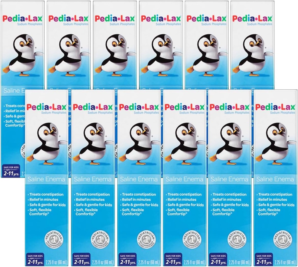 Pedia-Laxative Saline Enema for Kids, Ages 2-11, 2.25 fl oz (12 Pack)