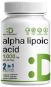Ácido Lipoico alfa 1000mg, 180 cápsulas vegetales – 50/50 R-ALA &amp; S-ALA para la biodisponibilidad máxima – Suplemento antioxidante – Apoyo al sistema energético y nervioso – No GMO