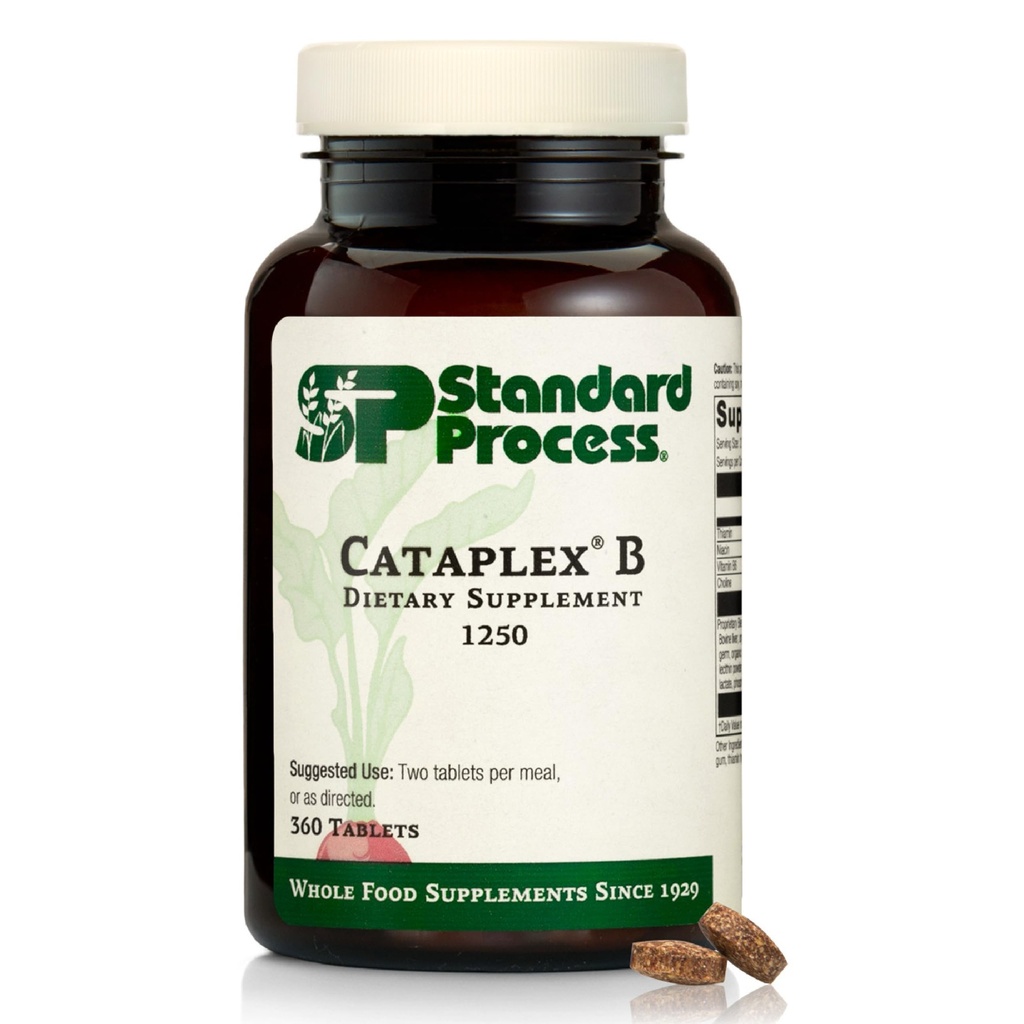 Proceso estándar Cataplex B - Fórmula entera de alimentos con Niacina, Vitamina B6, Thiamine e Inositol para la salud del corazón, metabolismo y mantenimiento del colesterol - 360 Tabletas