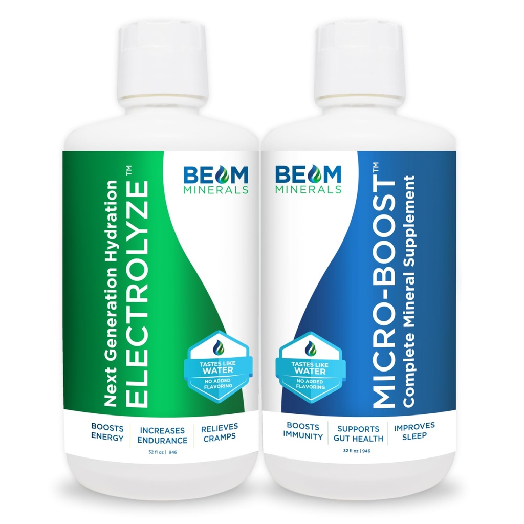 BEAM Minerals Micro-Boost y Electrolyze Advanced Set ← Advanced Electrolyte & Micronutrient Support ← 100% Bioavailable, Formato Ionizado