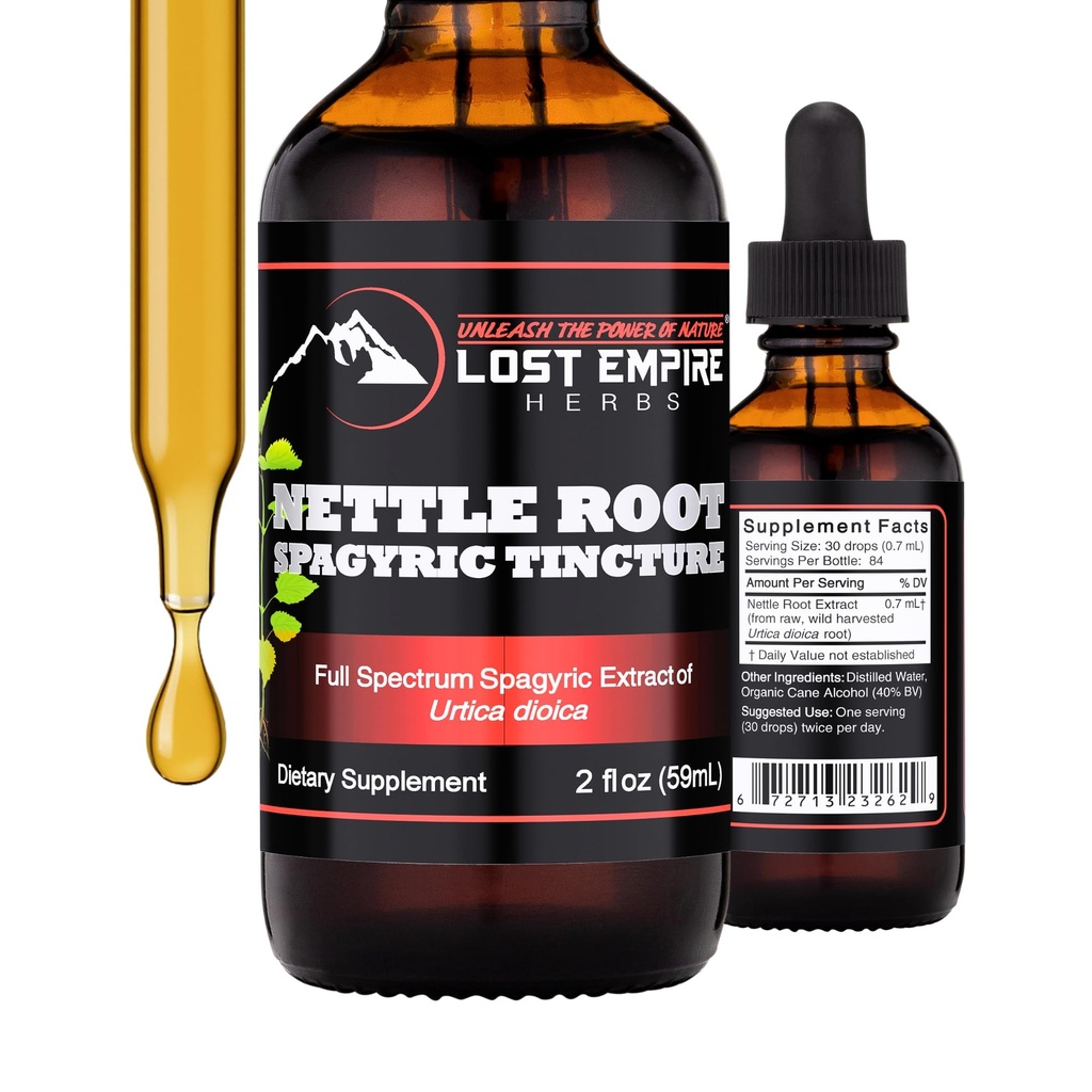 Herbs Imperio Perdido Nettle Root Extract Spagyric Tincture (2 fl oz) - Wild Harvested from Supplement for Men, Urinary Function, BPH, Hair Loss - 3rd Party Lab Tested