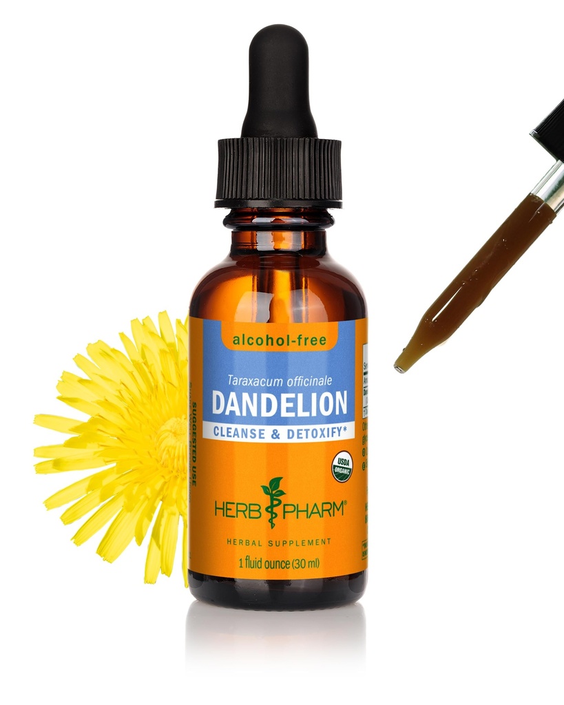 Herb Pharm Certified Orgánica Dandelion Liquid Extract for Cleansing and Detoxification, Alcohol-Free Glycerite, 1 Fl Oz
