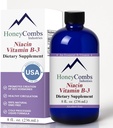 HoneyCombs Vitamina B3 Niacin Suplemento Liquid Drops - High Potency Vitamin B3 Liquid Drops for Men &amp; Women - Maintain Digestive System, Skin, Tongue, Energy and More - Vegan Niacin Drop (8 Fl oz)