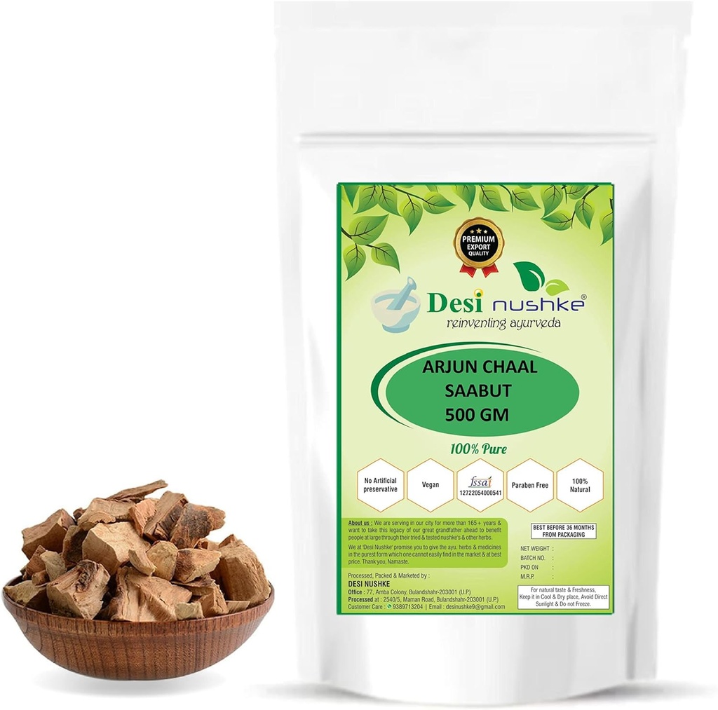 Arjun Ki Chaal 100% Puro Silencio 500GM Silencio Arjun Chaal Silencio Arjun Bark Silencio Arjuna Tree Bark - Raw Silencio Ayuda a disminuir el mal colesterol