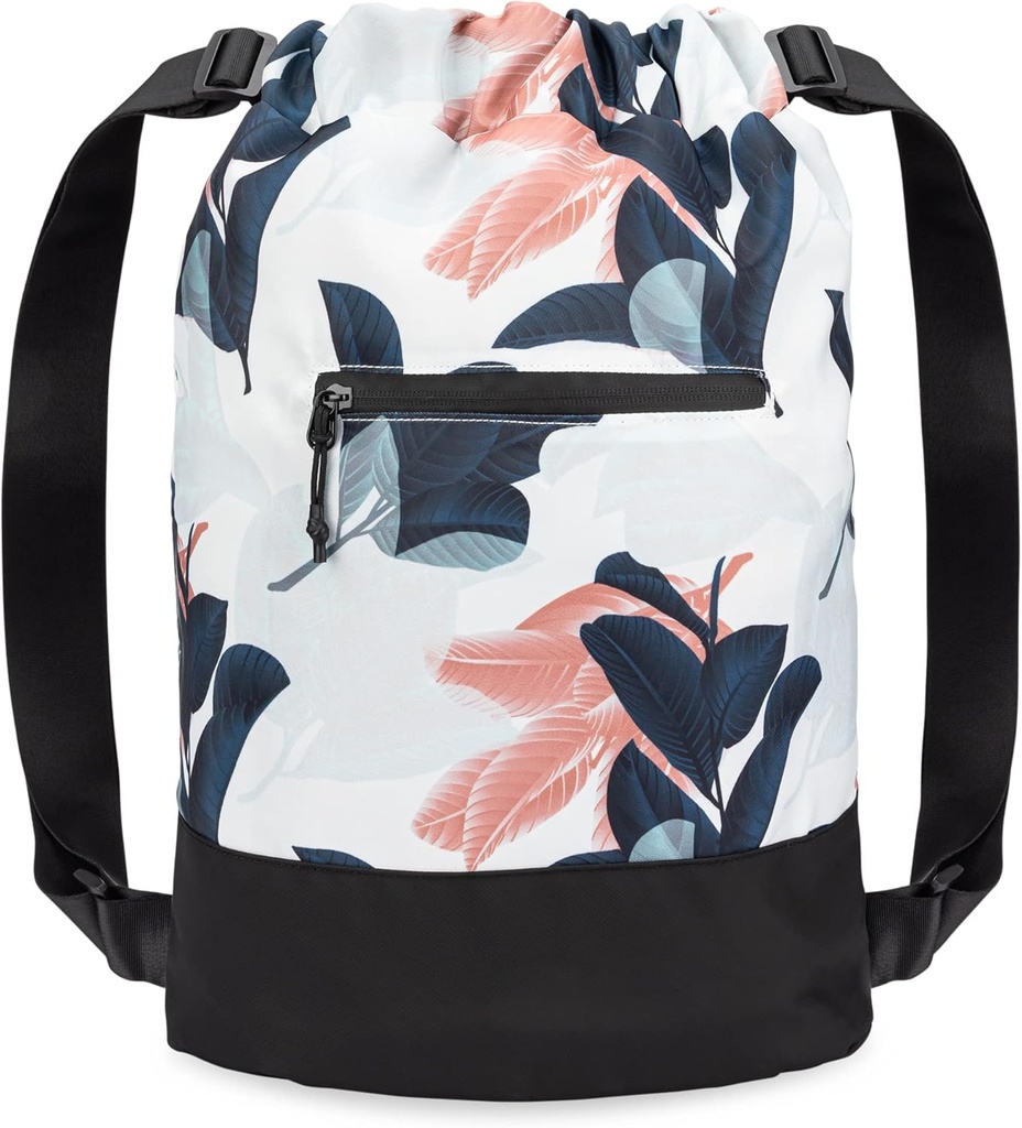 Flex Cinch Drawstring Gym Bag for Women with Graphic Designs ← Durable Lightweight Gym Cinch Bags  para Gym Bag, Traveling y Overnights ← Navy/Coral - Guava Leaves