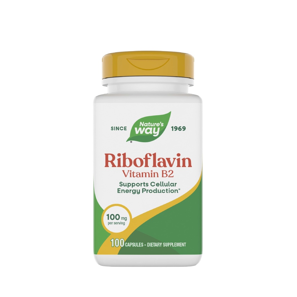 Nature's Way Riboflavin Vitamin B2, Supports Cellular Energy Production*, High Potency Riboflavin, 100 mg por Serving, 100 cápsulas (Packaging May Vary)