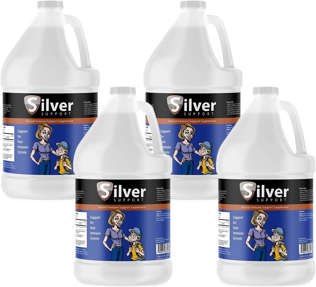 Soporte de plata - Herbal Immune Support Supplement, Nano-sized Silver Solution, Immune Booster for Kids, Pets & Adults, Purified Silver, Fortify Your Immune System for Cold and Flu Season - 4 Gallons