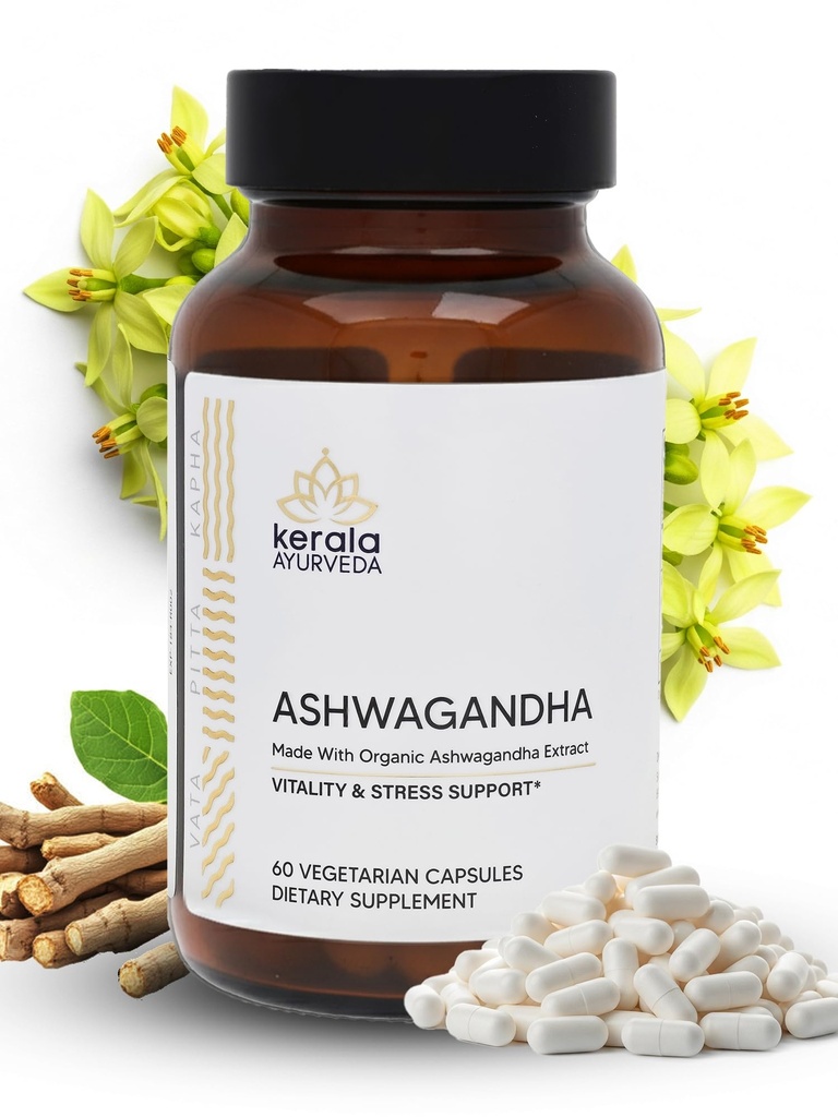Kerala Ayurveda Ashwagandha Capsule for Better Immunity, Stress Relief " Good Sleep " Herbal Dietary Supplement TEN Supports Immune, Hormonal, Nervous " Reproductive Health - 60 Count