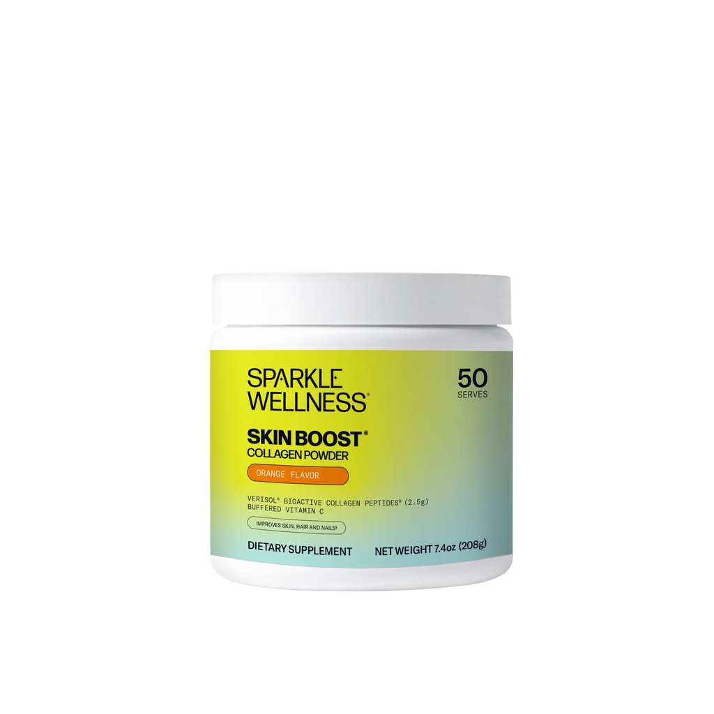 Sparkle Wellness VERISOL Bioactive Hydrolyzed Collagen Peptides  Collagen Powder Suplemento con Vitamina C for Skin, Hair &amp; Nail Health ← Skin Boost (Orange) [50-Serves]