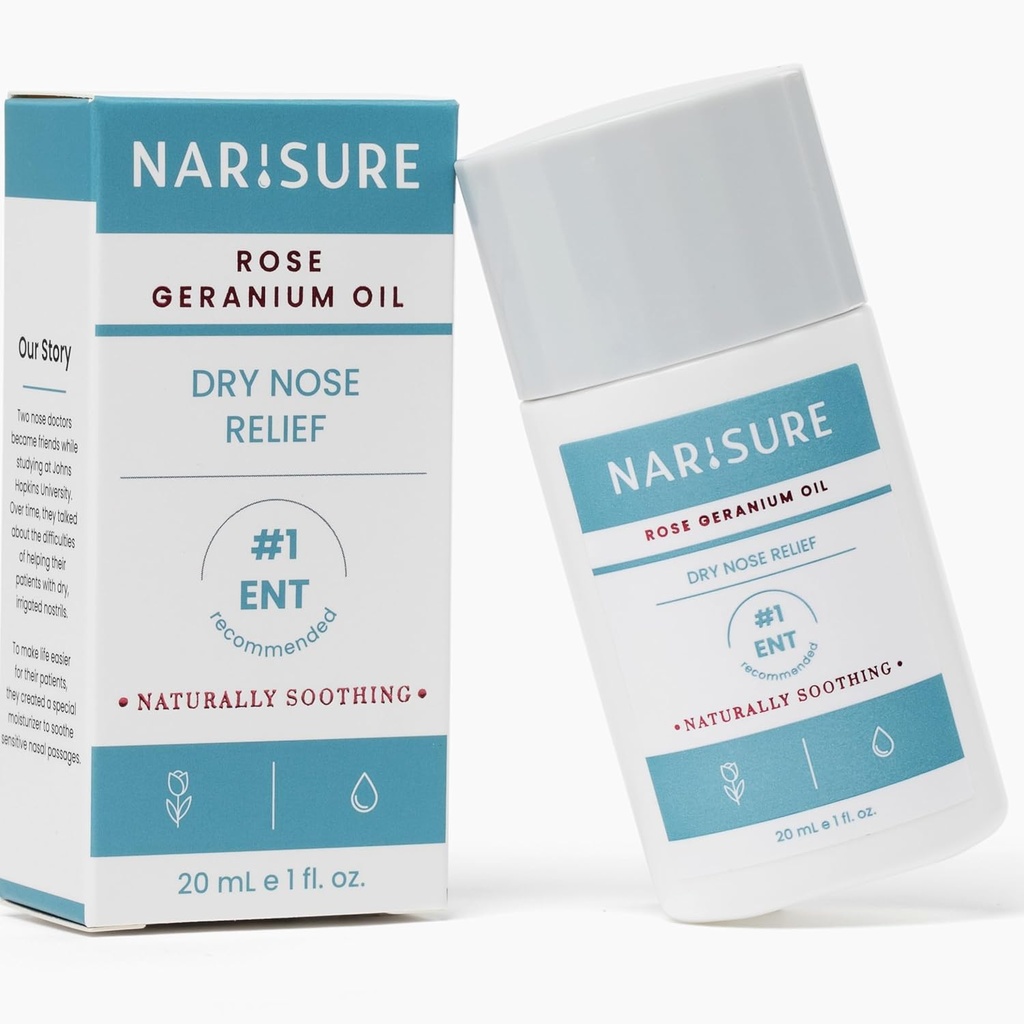 Dry Nose Relief Oil (20ml/1oz.) ← Doctor Desarrollado &amp; recomendado Soothing Nasal Moisturizing Emollient ← Rose Geranium, Vitamina E, Natural Ingredients ← Gentle Dropper Top Applicator